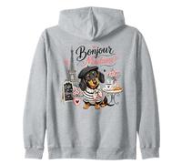 Bonjour Madame Dachshund Paris Café Amante de los Perros Sudadera con Capucha