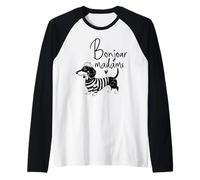 Bonjour Madame Dachshund Perro francés Wiener Doxie Lover Camiseta Manga Raglan