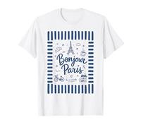Bonjour Paris Cool Design Doodle para Viajes de Verano a Francia Camiseta