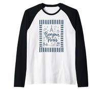 Bonjour Paris Cool Design Doodle para Viajes de Verano a Francia Camiseta Manga Raglan