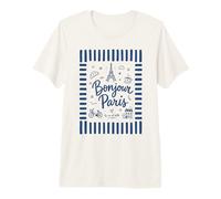 Bonjour Paris Cool Design Doodle para Viajes de Verano a Francia Camiseta Premium