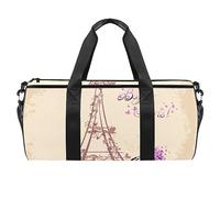 Bonjour Paris Tower Eiffel and Bicycle Sports Gym Bag Fitness Workout Duffel Bag Travel Bag Tote Bag for Women Men, multicolor, 17.7x9x9 inch