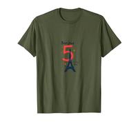 Bonjour to 5 Amazing Years: Regalo de cumpleaños de Francia Camiseta, Hombre, Verde Oliva, 3XL