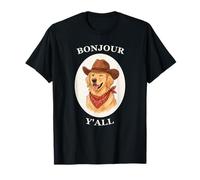 Bonjour Y'all Cowboy Golden Dog Retriever French Amante Camiseta