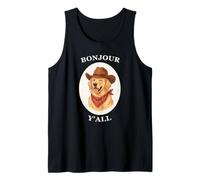 Bonjour Y'all Cowboy Golden Dog Retriever French Amante Camiseta sin Mangas