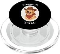 Bonjour Y'all Cowboy Golden Dog Retriever French Amante PopSockets PopGrip para MagSafe