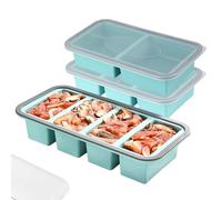 BONJUME Bandeja Para Congelar En Forma De Cubo, 3PCS Grande Bandeja De Silicona Con Tapa Resistente Al Calor Recipientes Para Congelar Comida Preparada Sopas Caldos Salsas