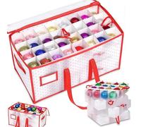 BONJUME Caja de Almacenamiento Para Adornos Navideños Con Separadores Ajustables - Capacidad Para 128 Adornos