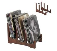 BONJUME Expositor De Discos De Madera, Soporte Para Discos De Vinilo Almacenamiento De Discos Revistas Libros Soporte Decoración De Discos Estantería Para Vinilos Portafolletos - 37x27x24cm