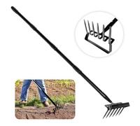 BONJUME Herramientas De Jardinería, 167cm Azada De Estribo Azada De Jardín 6 Púas Rastrillo para Malezas 2 En 1 Accesorios De Jardín Herramienta De Jardinería Azadas para Aflojar La Tierra