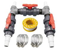 BONJUME Kit De Derivación para Piscinas, Bombas De Calor Kit De Conexión para Calefacción De Piscinas con Válvulas De Bola De PVC 50mm Conectores En T Conectores De Tubería Mangueras 32mm/38mm