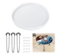 BONJUME Molde Grande de Silicona para Mesa de Resina Epoxi 50 cm con 3 Patas Plegables de 42 cm, Moldes de Resina para Hacer Mesas DIY, Mesa Río, Escritorio y Decoración de Hoga