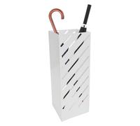 BONJUME Soporte Metálico Para Paraguas, 41CM Cuadrado Blanco Estrecho Con 4 Ganchos Para Entradas También Sirve Como Cubo De Almacenamiento Para Paraguas Plegables Y Paraguas De Bolsillo