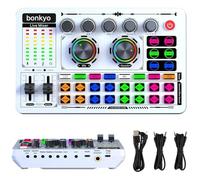 Bonkyo Mezclador de audio, tarjeta de sonido en vivo F999 versión blanca con mezclador DJ para streaming/podcasting/juegos, equipo de estudio profesional