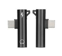 BONKZEBU Adaptador de USB C a 3,5 Mm de 2 Piezas, USB C Largo ABS a AudioJack para Tableta de Teléfono, Convierta a de 3,5 Mm para una Amplia Aplicación, Fácil de Transportar para Viajar (Negro)