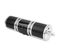 BONKZEBU Altavoz Estéreo para Motocicleta Reproductor de MP3 Bluetooth de Universal Impermeable para Conducción Al Aire Libre Aleación de Aluminio Negro 8.3x2.4in (Plata)