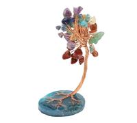 BONKZEBU Árbol de Dinero de Cristal de Fluorita Mini Feng Shui Bonsai Decoración de Escritorio para la Riqueza y la Suerte, Base de Rebanada de ágata