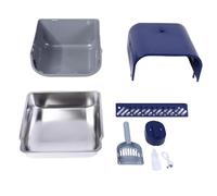 BONKZEBU Arenero Inteligente de Acero Inoxidable para Gatos, Caja de Automática con Videoportero, Diseño Antisalpicaduras y Autolimpiable, para un Entorno Más Limpio para su (Azul)