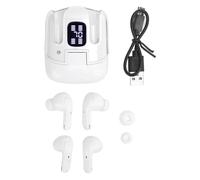 BONKZEBU Auriculares Inalámbricos, 2 Pares Auriculares de Cancelación de Ruido Estereo HiFi con Estuche de Carga de la Pantalla de Batería, para Compartir Música Larga Tiempo de