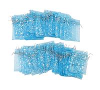 BONKZEBU Bolsas de Malla Transparente con Cordón, Bonitas Bolsas de Regalo Transparentes con Patrón de Estrellas para Bodas y Eventos, Perfectas para Regalos Pequeños, 4,5 X 3,3 Pulgadas, 50