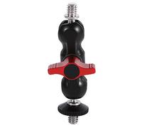 BONKZEBU Cabezal de Bola Doble Multifunción con Adaptador de Montaje de Brazo para Montaje en Zapata Tornillo Ligero de 1/4" para Monitores Negro Rojo Aleación de Aluminio Acero Inoxidable 1 Pieza