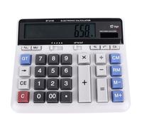 BONKZEBU Calculadora Electrónica de Botón Grande Alta Sensibilidad Cálculo Fácil para Estudiantes Calculadora Solar Diseño Delgado de 12 Dígitos Material Gris Blanco