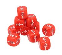 BONKZEBU Dados de Fracción, 20 Dados Matemáticos de Plástico con Números Grabados para Juegos de Mesa y Práctica de Matemáticas para Niños (Rojo)