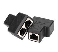 BONKZEBU Divisor Ethernet RJ45, Amplificación de Señal de Red, 1 a 2 Interruptores para Conexión a Internet del Enrutador, Material ABS Negro