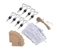 BONKZEBU Juego de 8 Tapones para Vino en Forma de Corazón para Bodas, Celebraciones de Cumpleaños, Silicona Duradera y Aleación de Zinc con Bolsas con Cordón y Etiquetas