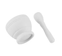 BONKZEBU Juego de Mortero de Plástico, Práctico Cuenco de Molienda Manual para Cocina, Especias, Hierbas para Uso Doméstico (Blanco)