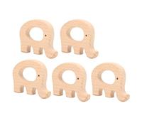 BONKZEBU Juguetes de Mordedor Naturales de Madera, Duraderos y Suaves, Alivia las Molestias de la Dentición para Bebés Burlywood 5 Piezas (Elefante)