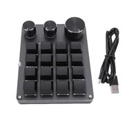 BONKZEBU Macro Almohadilla Programable, Teclado Mecánico Personalizado de 16 Teclas con 3 Capas de Retroiluminación LED, Interruptor Rojo, Diseño Compacto para Atajos de Juego, Copia de (Negro)