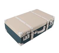 BONKZEBU Maleta Vintage de Cuero PU con Remaches Vintage de Metal, Caja Decorativa Grande para Viajes o Decoración, Gran para Vacaciones (Color Carne Verde Oscuro)