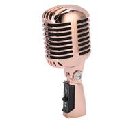 BONKZEBU Micrófono Dinámico, Micrófono Ajustable de ángulo de Recolección de Cardioides Retro para KTV de Rendimiento de la Etapa, en Etapa de Choque para Artistas, (Oro Rosa)