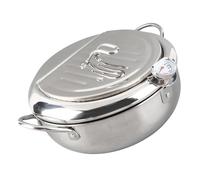 BONKZEBU Mini Olla para Freír de Estilo JaponéS de Acero Inoxidable con Termómetro para un Control Preciso del Aceite, Herramientas de Cocina para Entusiastas de la Fritura, S 20 Cm (Tamaño L 24