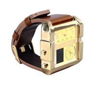 BONKZEBU Reloj Deportivo Digital para Hombres LED Cuadrado Cara Grande Analógico de 6 Dígitos para Actividades Al Aire Libre Dorado/Marrón 10.43in