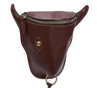 BONKZEBU Riñonera Vintage de Cuero PU para Hombre, Diseño de Cabeza de Buey para Deportes Al Aire, Viajes para Caballero Moderno, Cuero PU (Marrón)