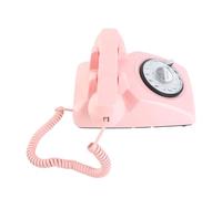 BONKZEBU Teléfono con Cable Vintage, Diseño Retro, Teléfono Multifuncional con Tono de Llamada Mecánico para Bar, Galería, Color Rosa