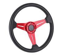 BONKZEBU Volante a la Deriva de Coche de Carreras de 14 ", Volante Negro Universal de Repuesto para Actualización Interior del Coche (Roja)