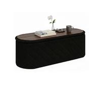 Bonlife Banco otomano Ovalado con Espacio de Almacenamiento, reposapiés Plegable con Tapa, Banco Boucle Bank para pie de la Cama, Taburete para salón, Dormitorio, Entrada, Negro, 110 x 38 x 38 cm