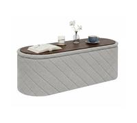 Bonlife Banco otomano Ovalado con Espacio de Almacenamiento, reposapiés Plegable con Tapa, Banco Boucle Bank para pie de Cama, Taburete para salón, Dormitorio, Entrada, Gris, 110 x 38 x 38 cm