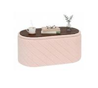 Bonlife Banco otomano Ovalado con Espacio de Almacenamiento, reposapiés Plegable con Tapa, Banco Boucle Bank para pie de la Cama, Taburete para salón, Dormitorio, Entrada, Rosa, 76 x 38 x 38 cm