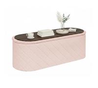 Bonlife Banco otomano Ovalado con Espacio de Almacenamiento, reposapiés Plegable con Tapa, Banco Boucle Bank para pie de la Cama, Taburete para salón, Dormitorio, Entrada, Rosa, 110 x 38 x 38 cm