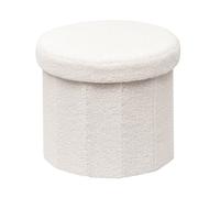 Bonlife Baúl Plegable,Puff Almacenaje, Taburete Reposapiés, Banco Almacenaje, para Sala de Estar, Dormitorio, Entrada, Blanco, Forma Circular,38x38x38cm