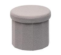 Bonlife Baúl Plegable,Puff Almacenaje, Taburete Reposapiés, Banco Almacenaje, para Sala de Estar, Dormitorio, Entrada, Gris, Forma Circular,38x38x38cm