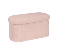 Bonlife Baúl Plegable,Puff Almacenaje, Taburete Reposapiés,Banco pie de Cama, para Sala de Estar, Dormitorio, Entrada, Rosa, Forma Ovalada,76x38x38 cm