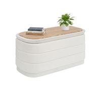 Bonlife otomana con Espacio de Almacenamiento, reposapiés Plegable con Mesa, reposapiés, reposapiés para salón, Dormitorio, Pasillo,Creme, 76 x 38 x 38 cm