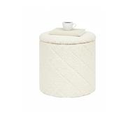 Bonlife Taburete redondo otomano con espacio de almacenamiento, taburete plegable con tapa, taburete para salón, dormitorio, entrada, blanco, 33 x 33 x 35 cm