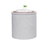 Bonlife Taburete Redondo otomano con Espacio de Almacenamiento, Taburete Plegable con Tapa, Taburete para salón, Dormitorio, Entrada, Gris, 43 x 43 x 45 cm
