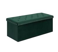 Bonlife Terciopelo Lujo Taburetes Plegables Almacenaje con Remaches,Baúl Puff para Juguetes Dormitorio,Banco para Entrada de Pasillo,Verde,110x38x38cm